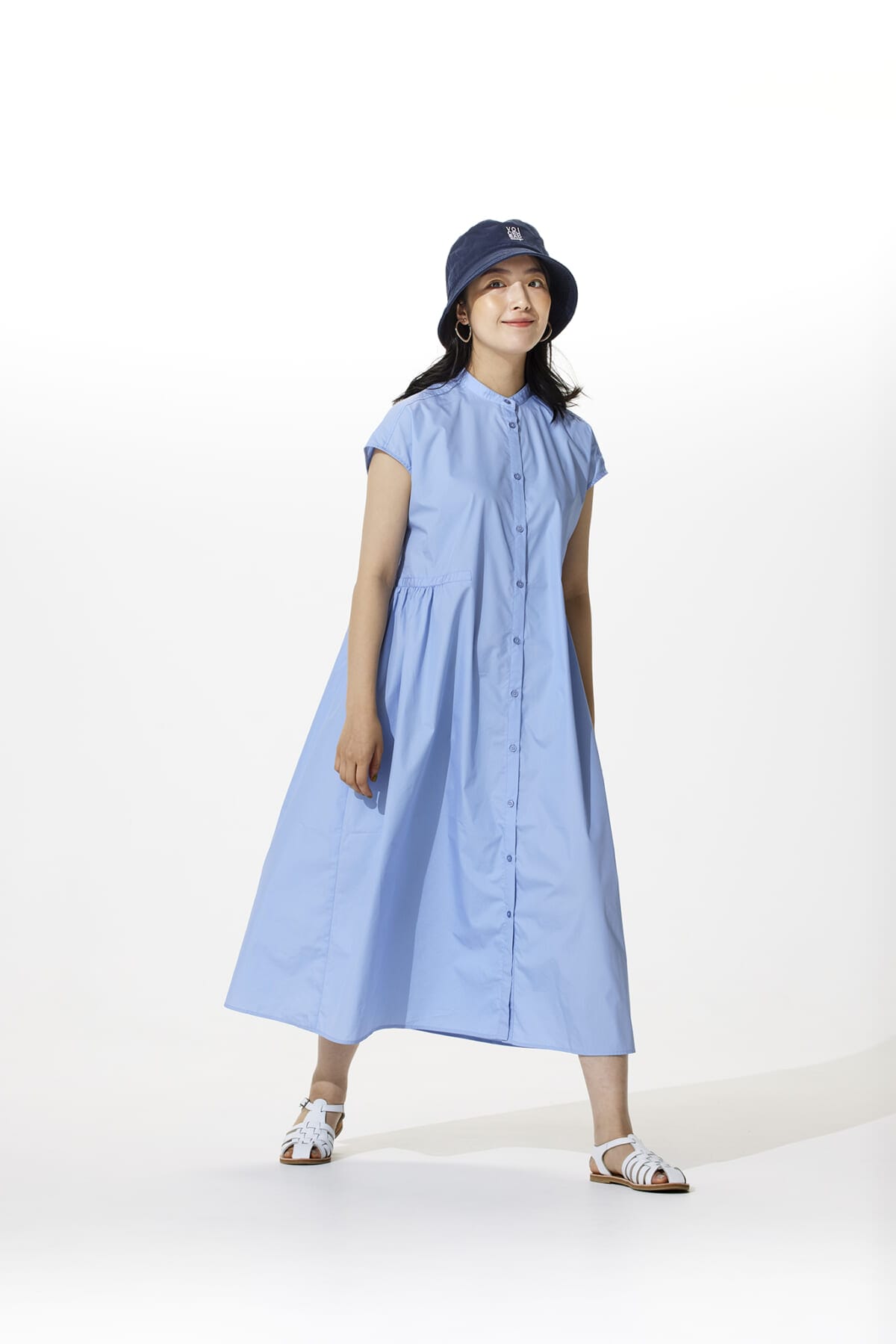 coenギャザーワンピース(ブルー)