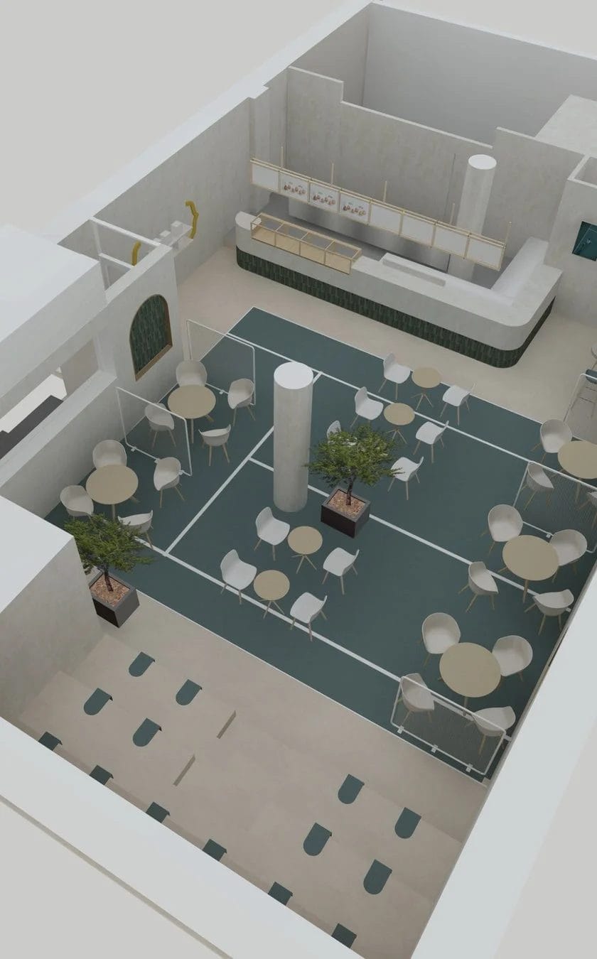 カフェ内装の鳥瞰図