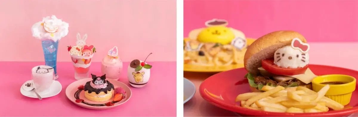 サンリオキャラクターをモチーフにしたカフェメニューの集合写真